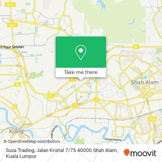Peta Suza Trading, Jalan Kristal 7 / 75 40000 Shah Alam