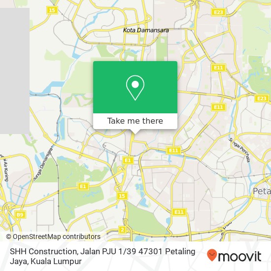 Peta SHH Construction, Jalan PJU 1 / 39 47301 Petaling Jaya