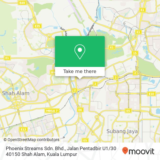 Phoenix Streams Sdn. Bhd., Jalan Pentadbir U1 / 30 40150 Shah Alam map