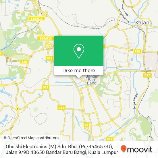 Ohnishi Electronics (M) Sdn. Bhd. (Ps / 354657-U), Jalan 9 / 9D 43650 Bandar Baru Bangi map