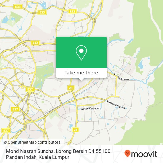 Peta Mohd Nasran Suncha, Lorong Bersih D4 55100 Pandan Indah