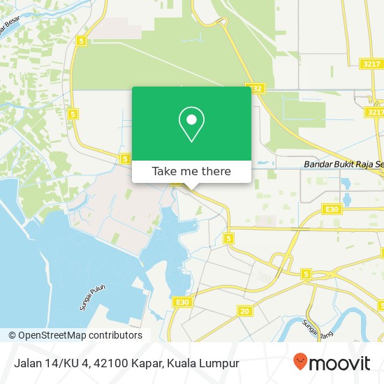 Peta Jalan 14/KU 4, 42100 Kapar