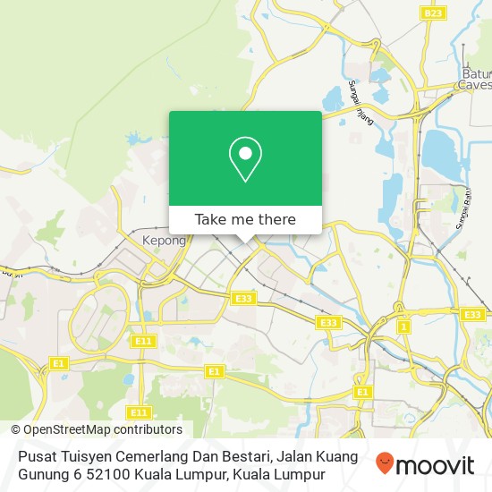 Pusat Tuisyen Cemerlang Dan Bestari, Jalan Kuang Gunung 6 52100 Kuala Lumpur map