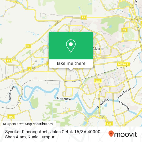 Syarikat Rincong Aceh, Jalan Cetak 16 / 3A 40000 Shah Alam map
