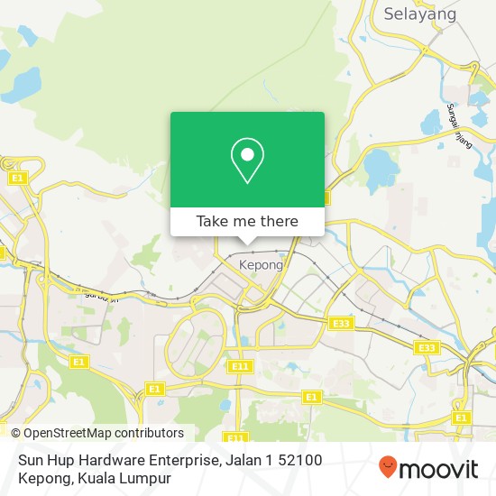 Sun Hup Hardware Enterprise, Jalan 1 52100 Kepong map