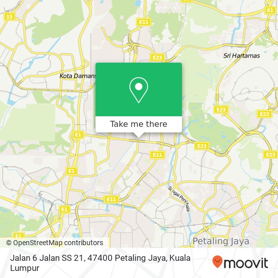 Peta Jalan 6 Jalan SS 21, 47400 Petaling Jaya