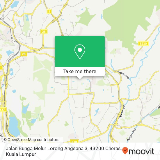 Peta Jalan Bunga Melur Lorong Angsana 3, 43200 Cheras