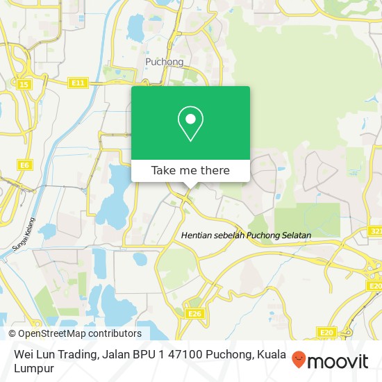 Peta Wei Lun Trading, Jalan BPU 1 47100 Puchong