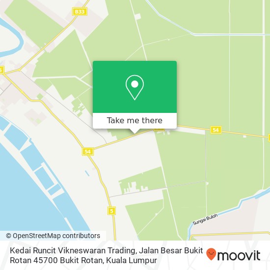 Peta Kedai Runcit Vikneswaran Trading, Jalan Besar Bukit Rotan 45700 Bukit Rotan