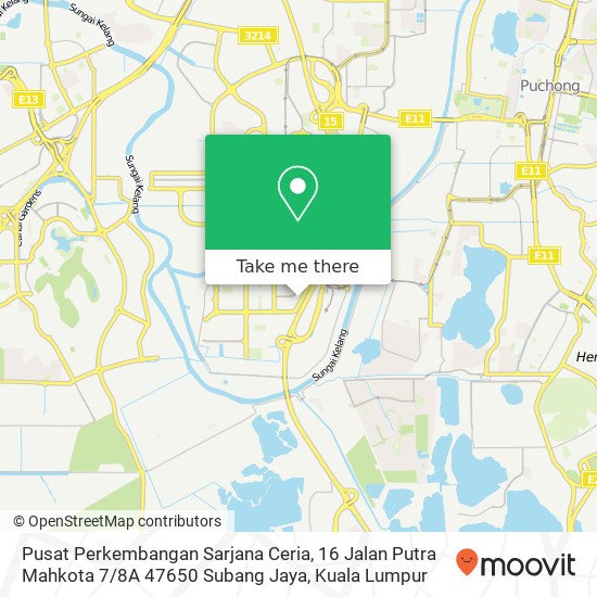 Pusat Perkembangan Sarjana Ceria, 16 Jalan Putra Mahkota 7 / 8A 47650 Subang Jaya map