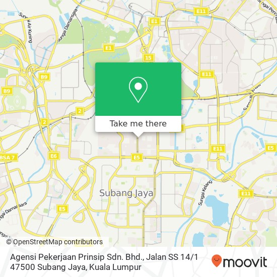 Agensi Pekerjaan Prinsip Sdn. Bhd., Jalan SS 14 / 1 47500 Subang Jaya map