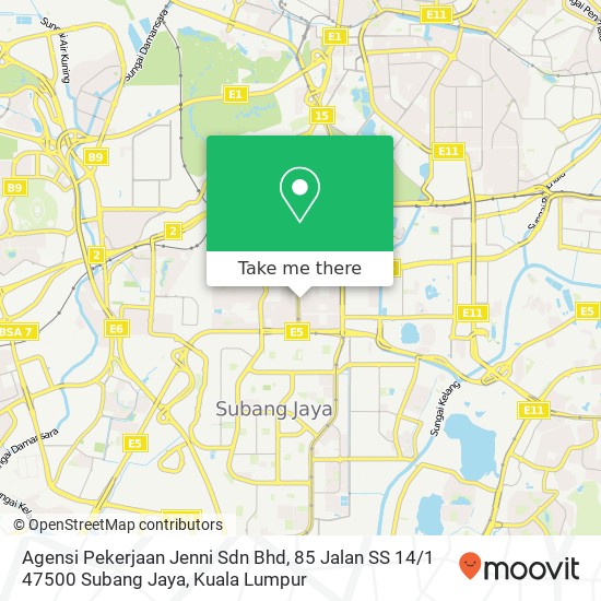 Agensi Pekerjaan Jenni Sdn Bhd, 85 Jalan SS 14 / 1 47500 Subang Jaya map