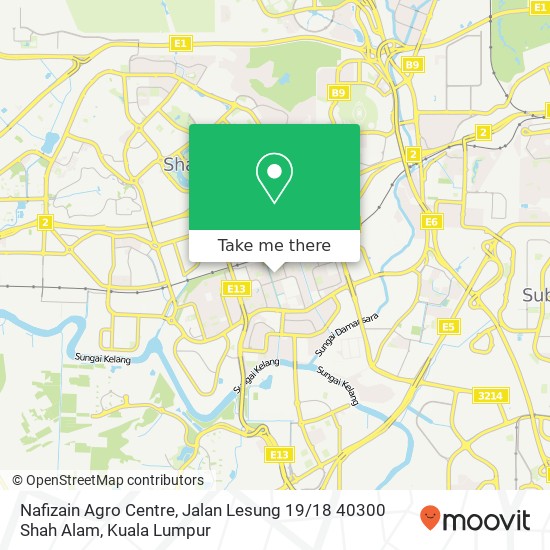 Peta Nafizain Agro Centre, Jalan Lesung 19 / 18 40300 Shah Alam