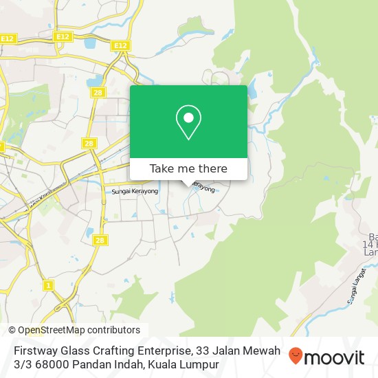 Peta Firstway Glass Crafting Enterprise, 33 Jalan Mewah 3 / 3 68000 Pandan Indah