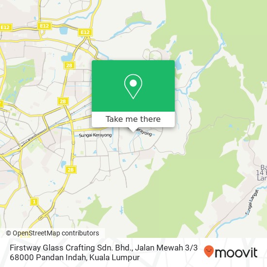 Firstway Glass Crafting Sdn. Bhd., Jalan Mewah 3 / 3 68000 Pandan Indah map