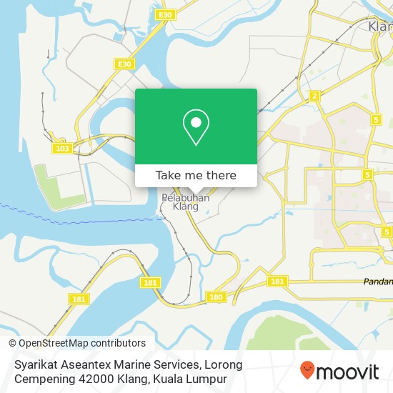 Peta Syarikat Aseantex Marine Services, Lorong Cempening 42000 Klang