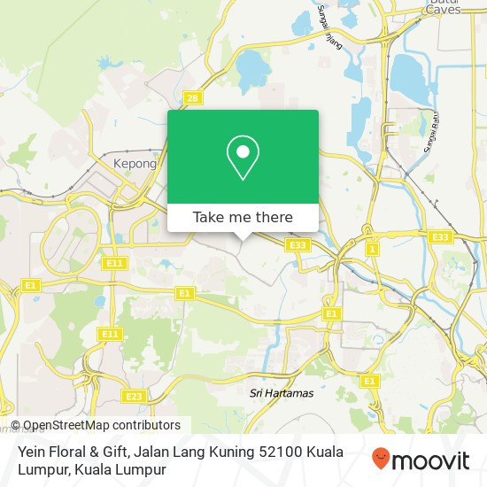 Yein Floral & Gift, Jalan Lang Kuning 52100 Kuala Lumpur map