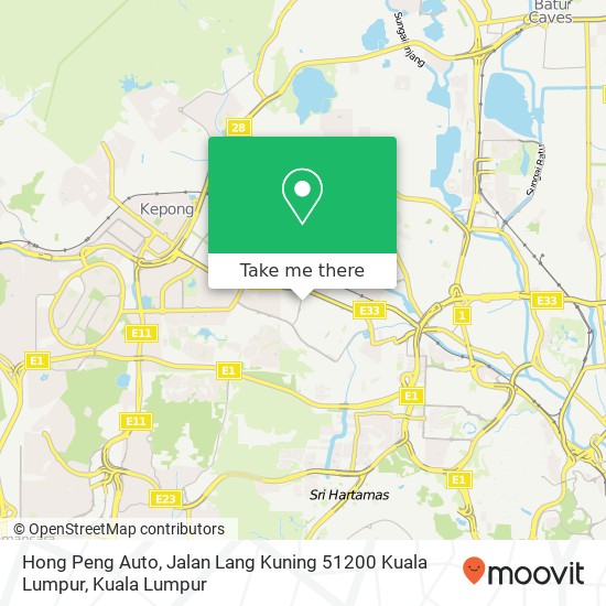 Hong Peng Auto, Jalan Lang Kuning 51200 Kuala Lumpur map