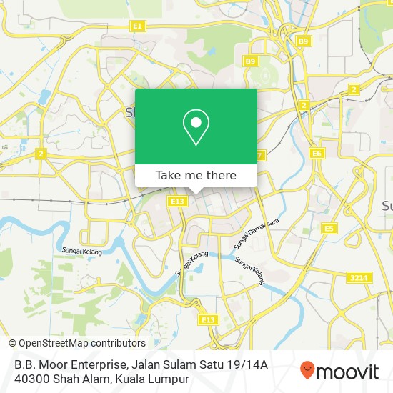 Peta B.B. Moor Enterprise, Jalan Sulam Satu 19 / 14A 40300 Shah Alam