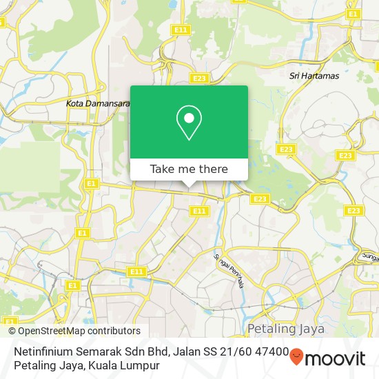 Netinfinium Semarak Sdn Bhd, Jalan SS 21 / 60 47400 Petaling Jaya map