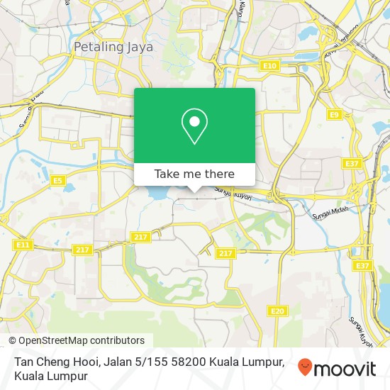 Peta Tan Cheng Hooi, Jalan 5 / 155 58200 Kuala Lumpur