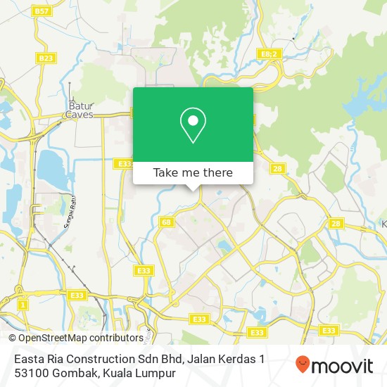 Peta Easta Ria Construction Sdn Bhd, Jalan Kerdas 1 53100 Gombak