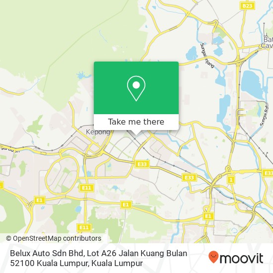 Peta Belux Auto Sdn Bhd, Lot A26 Jalan Kuang Bulan 52100 Kuala Lumpur
