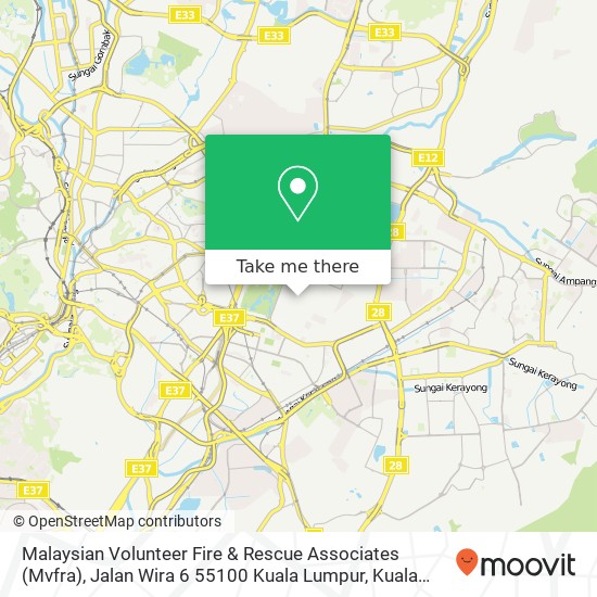 Peta Malaysian Volunteer Fire & Rescue Associates (Mvfra), Jalan Wira 6 55100 Kuala Lumpur