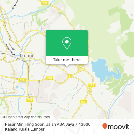 Peta Pasar Mini Hing Soon, Jalan ASA Jaya 7 43000 Kajang
