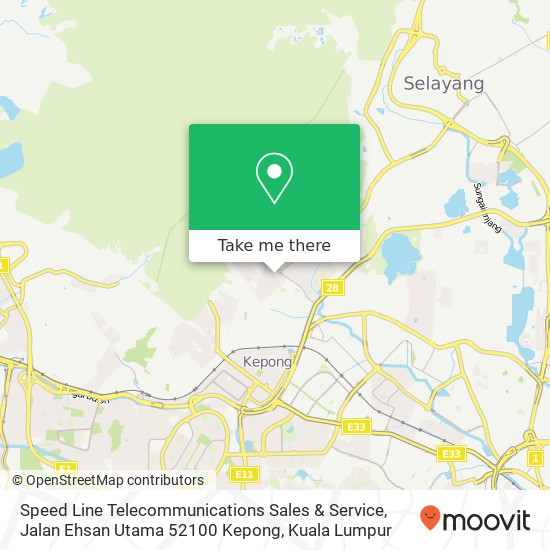 Peta Speed Line Telecommunications Sales & Service, Jalan Ehsan Utama 52100 Kepong