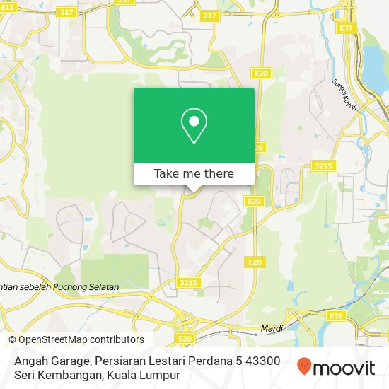 Angah Garage, Persiaran Lestari Perdana 5 43300 Seri Kembangan map