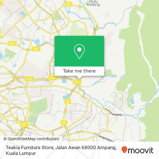 Peta Teakia Furniture Store, Jalan Awan 68000 Ampang