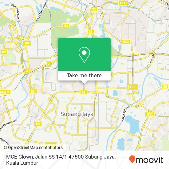 MCE Clown, Jalan SS 14 / 1 47500 Subang Jaya map