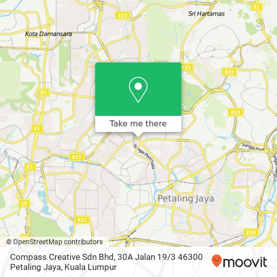 Peta Compass Creative Sdn Bhd, 30A Jalan 19 / 3 46300 Petaling Jaya