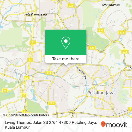 Peta Living Themes, Jalan SS 2 / 64 47300 Petaling Jaya
