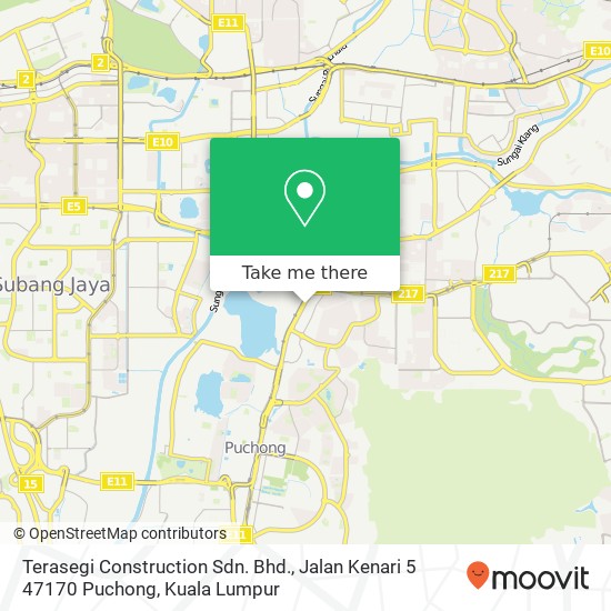 Peta Terasegi Construction Sdn. Bhd., Jalan Kenari 5 47170 Puchong
