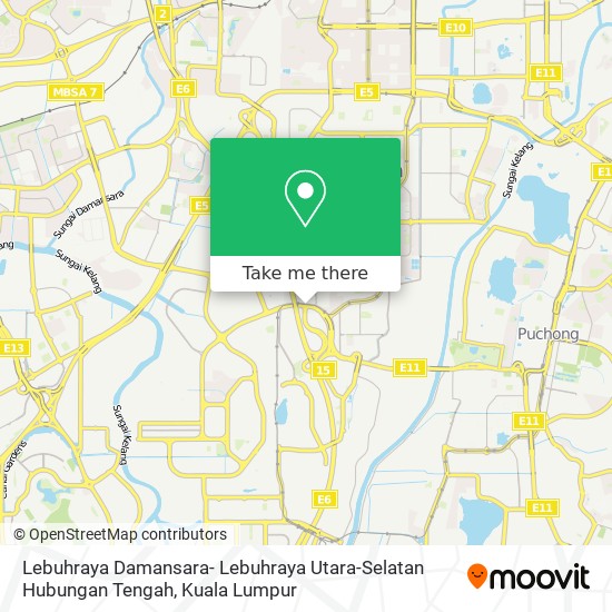 Lebuhraya Damansara- Lebuhraya Utara-Selatan Hubungan Tengah map
