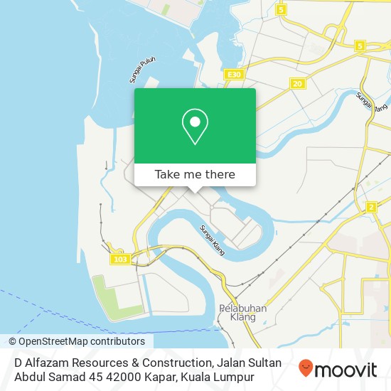 Peta D Alfazam Resources & Construction, Jalan Sultan Abdul Samad 45 42000 Kapar