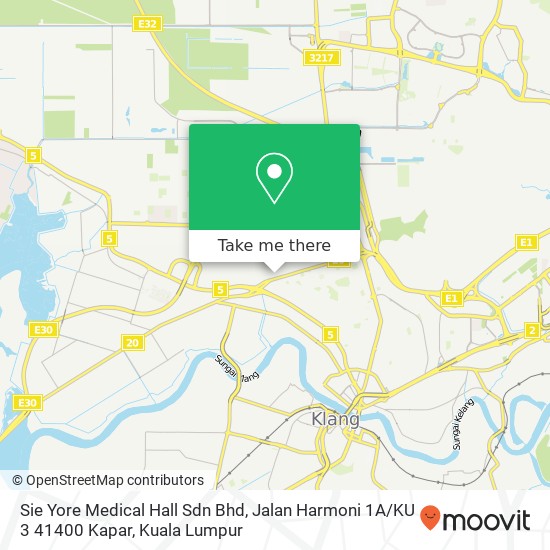 Peta Sie Yore Medical Hall Sdn Bhd, Jalan Harmoni 1A / KU 3 41400 Kapar