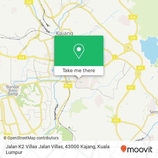 Peta Jalan K2 Villas Jalan Villas, 43000 Kajang