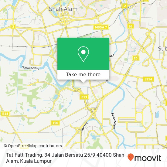 Tat Fatt Trading, 34 Jalan Bersatu 25 / 9 40400 Shah Alam map