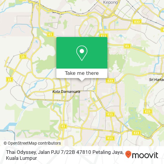 Peta Thai Odyssey, Jalan PJU 7 / 22B 47810 Petaling Jaya