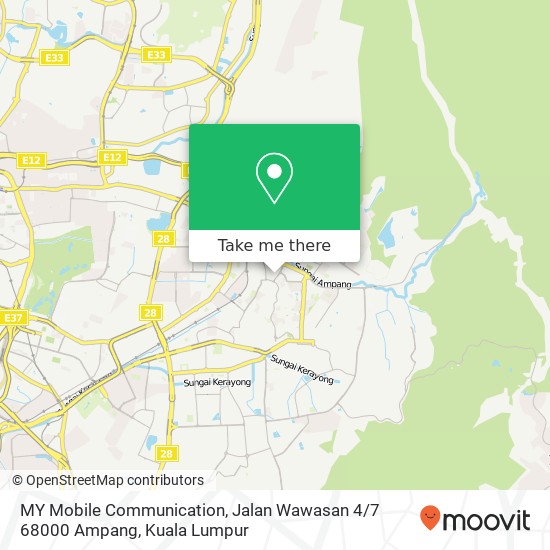 Peta MY Mobile Communication, Jalan Wawasan 4 / 7 68000 Ampang