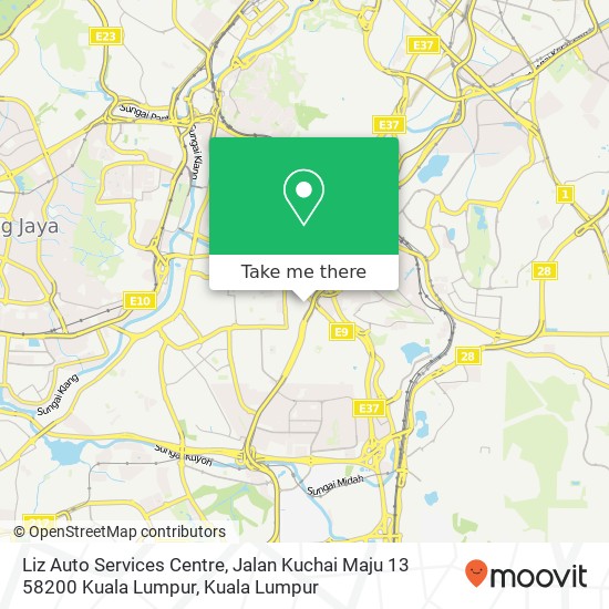 Peta Liz Auto Services Centre, Jalan Kuchai Maju 13 58200 Kuala Lumpur
