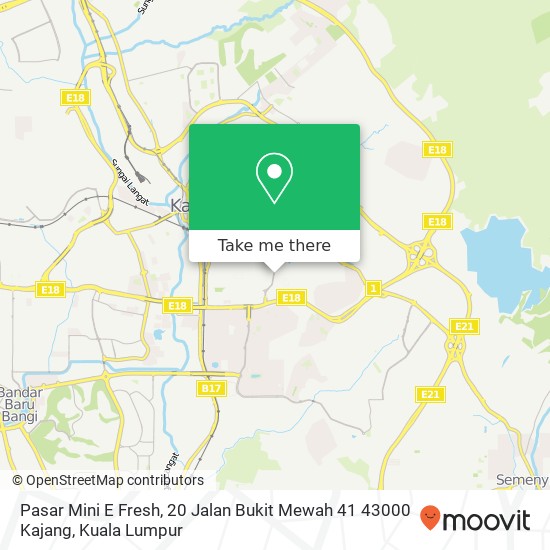 Peta Pasar Mini E Fresh, 20 Jalan Bukit Mewah 41 43000 Kajang