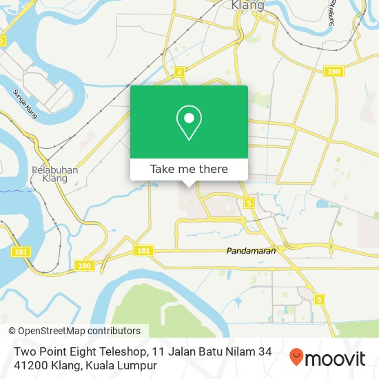 Peta Two Point Eight Teleshop, 11 Jalan Batu Nilam 34 41200 Klang