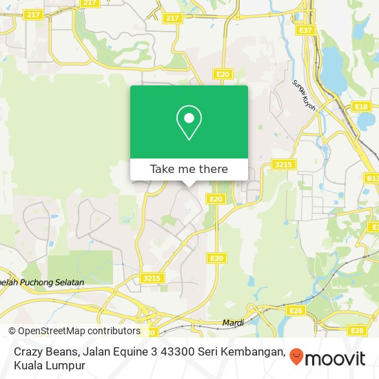 Peta Crazy Beans, Jalan Equine 3 43300 Seri Kembangan