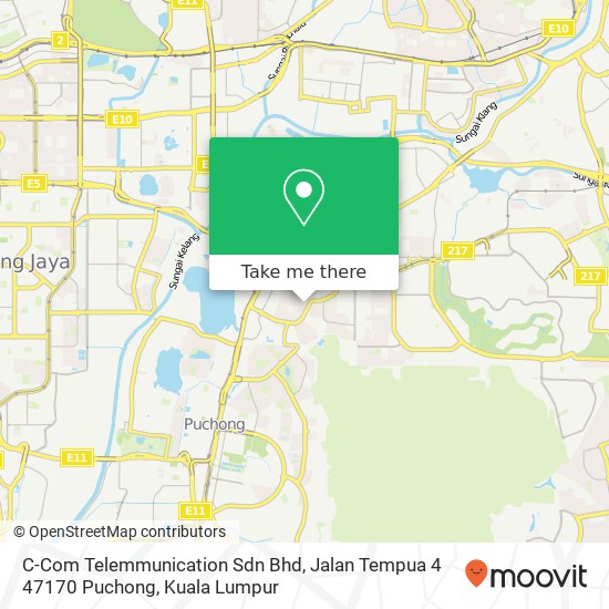 Peta C-Com Telemmunication Sdn Bhd, Jalan Tempua 4 47170 Puchong
