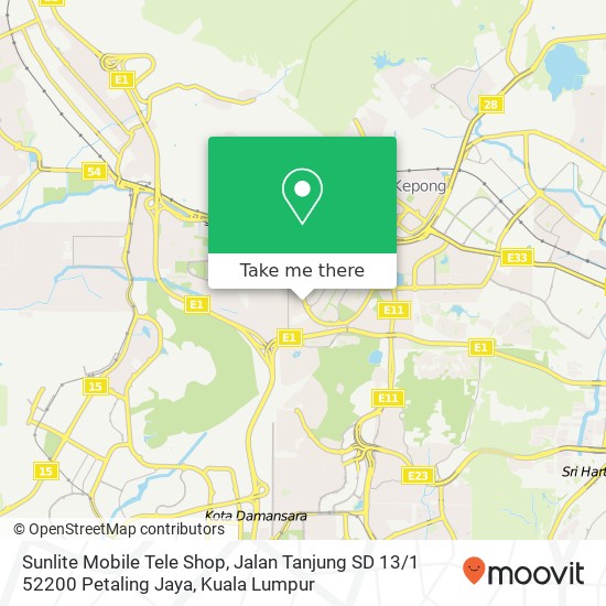 Sunlite Mobile Tele Shop, Jalan Tanjung SD 13 / 1 52200 Petaling Jaya map