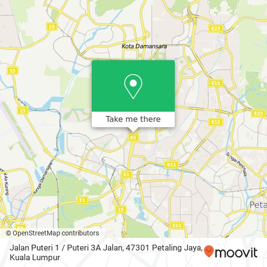 Peta Jalan Puteri 1 / Puteri 3A Jalan, 47301 Petaling Jaya